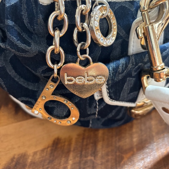 Bebe Las Angeles Purse/Handbag Denim Y2K Bag With Leather and Charms - Picture 9 of 13